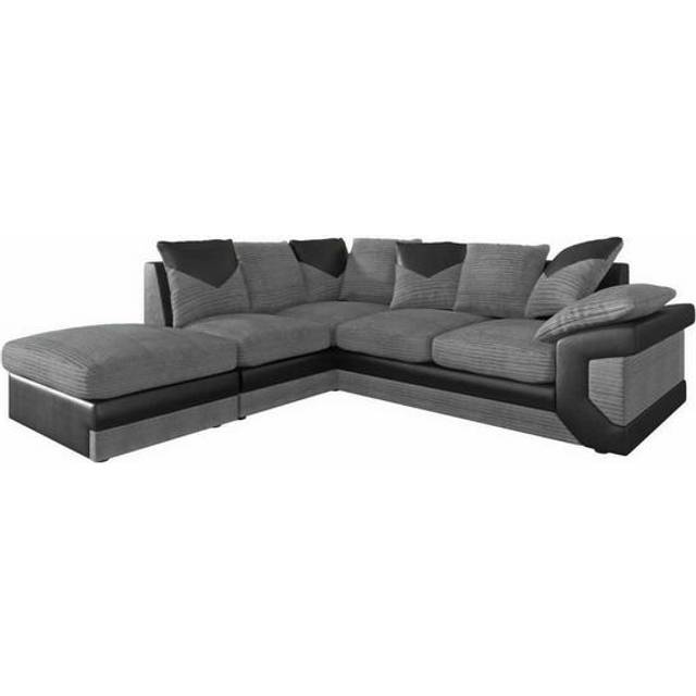 Dino Left Hand Facing Fabric Cord Corner Sofa - Grey - One Size