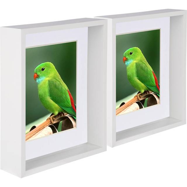 Nicola Spring - 8&#34; x 10&#34; 3D Deep Box Photo Frames - 5&#34; x 7&#34; Mount - White (5&#34; x 7&#34;)