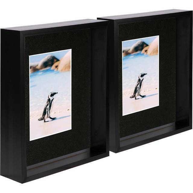 Nicola Spring - 8" x 10" 3D Deep Box Photo Frames - 4" x 6" Mount - Black (4&#34; x 6&#34;)