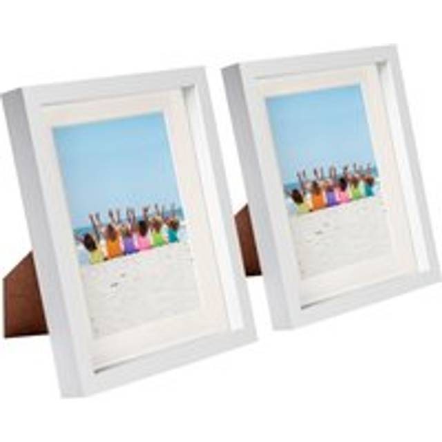 Nicola Spring - 8&#34; x 10&#34; White 3D Box Photo Frames - 5&#34; x 7&#34; Mount - Ivory (8&#34; x 10&#34;)