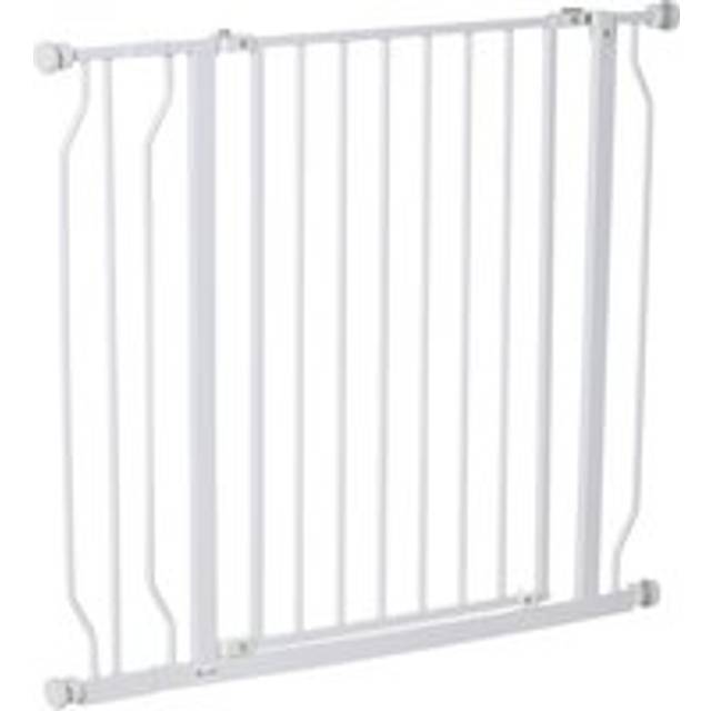 PawHut Dog Gate Wide Stair Gate w/ Door Pressure Fit - 75-95W cm - White | TJ Hughes