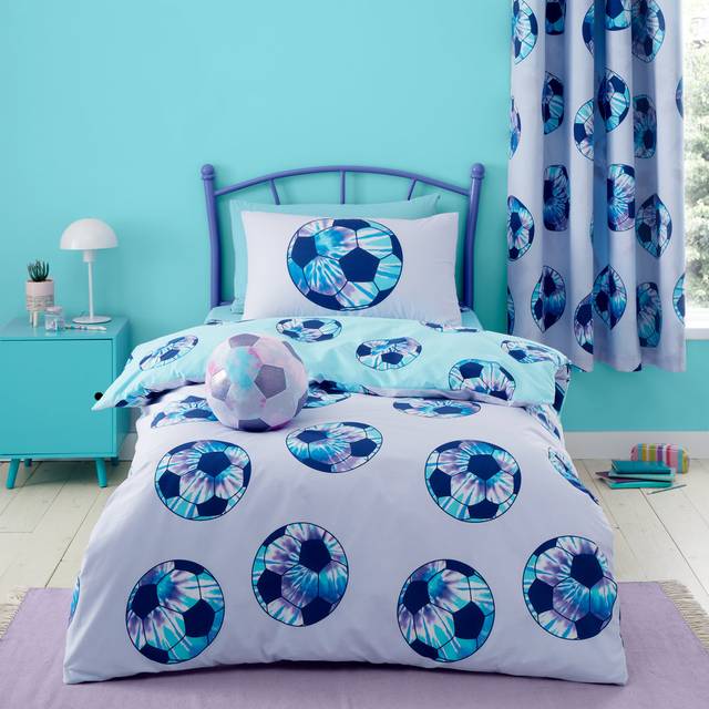 Tie Dye Football Reversible Duvet Cover Set - Blue;Green;Purple (135 x 200 cm)