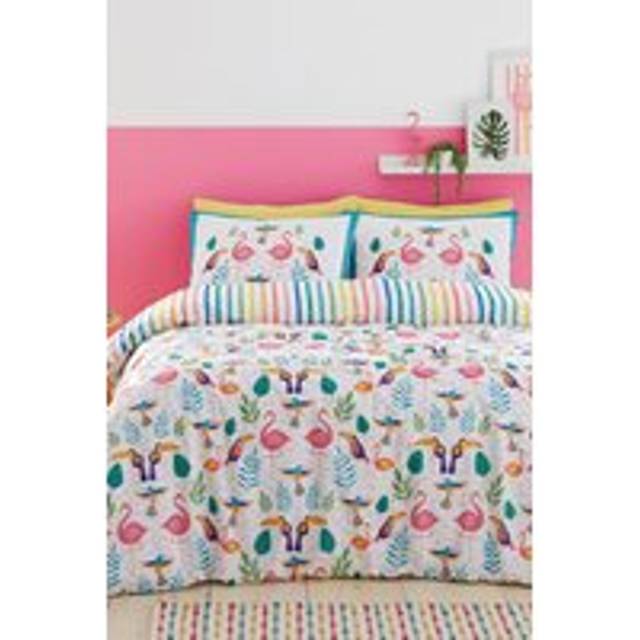 Fusion Tropical Flamingo Duvet Cover Bedding Set Pink
