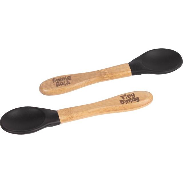 Tiny Dining - Children&#39;s Bamboo Silicone Tip Spoons - 14cm - Cherry (14cm L)