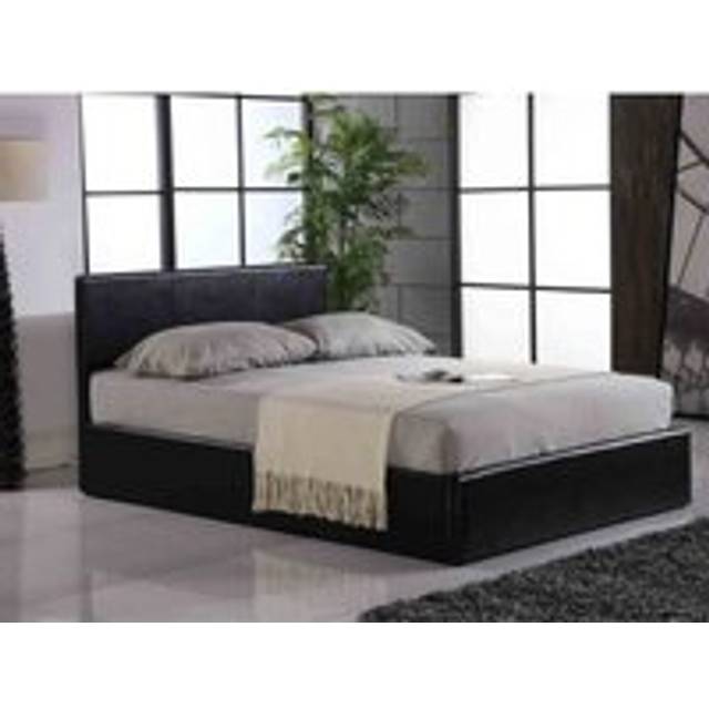 Modernique Black 6Ft Ottoman Super King Sized Storage Bed Faux Leather In Black, Black