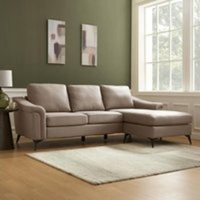 Home Detail Emma Brown Air Leather Fabric 3 Seater Sofa With Chaise, Brown