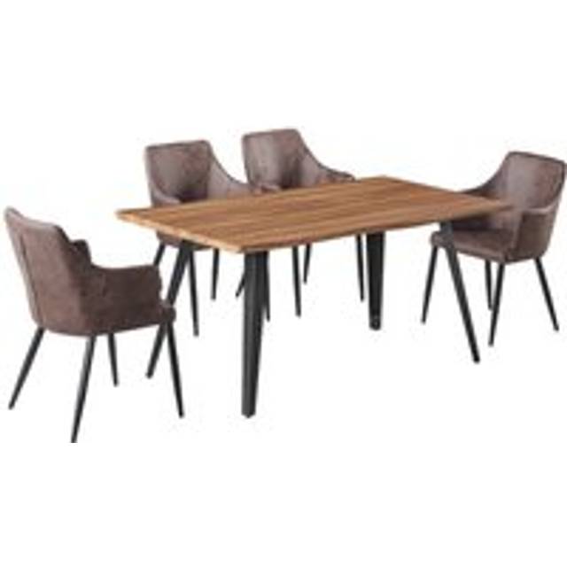 Zarah Rocco Dining Set Includes a Table and 4 Chairs - Dark Brown