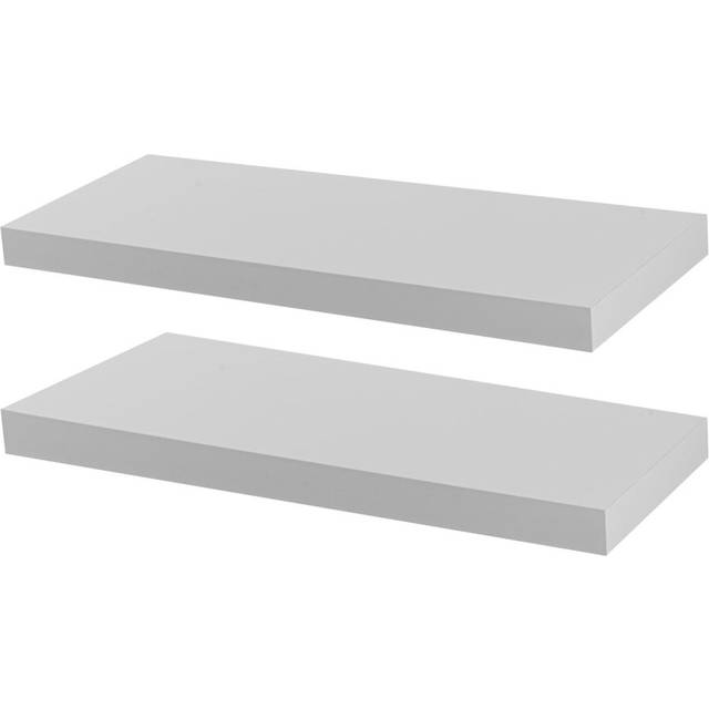 60cm Modern Floating Wall Shelves - Pack of Two - White