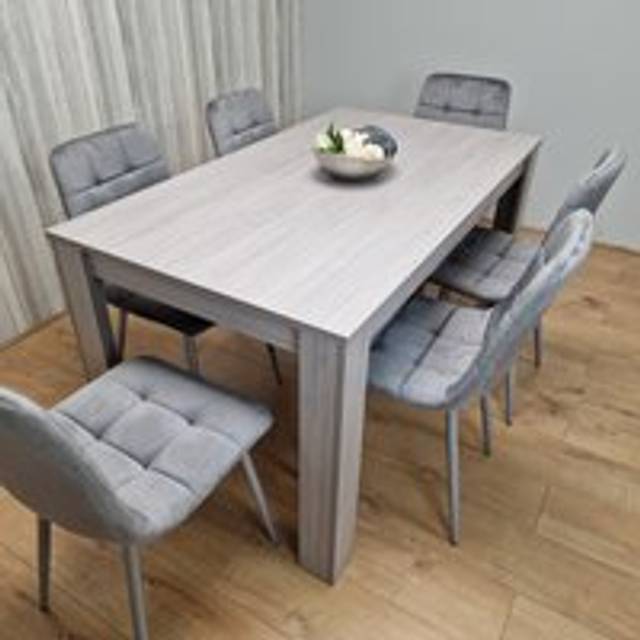 Portland 6 Seater Dining Set Dark Grey and Grey