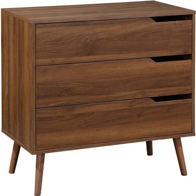 3-drawer chest with walnut wood effect, Nepal, Walnut wood-effect, 80x40x80 cm