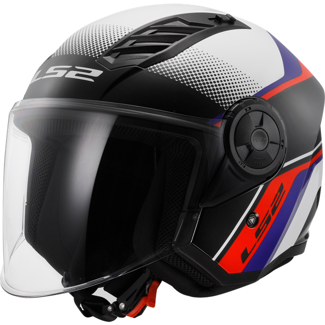 LS2 OF616 Airflow II Open Helmet Solid White/Blue/RedL (L)