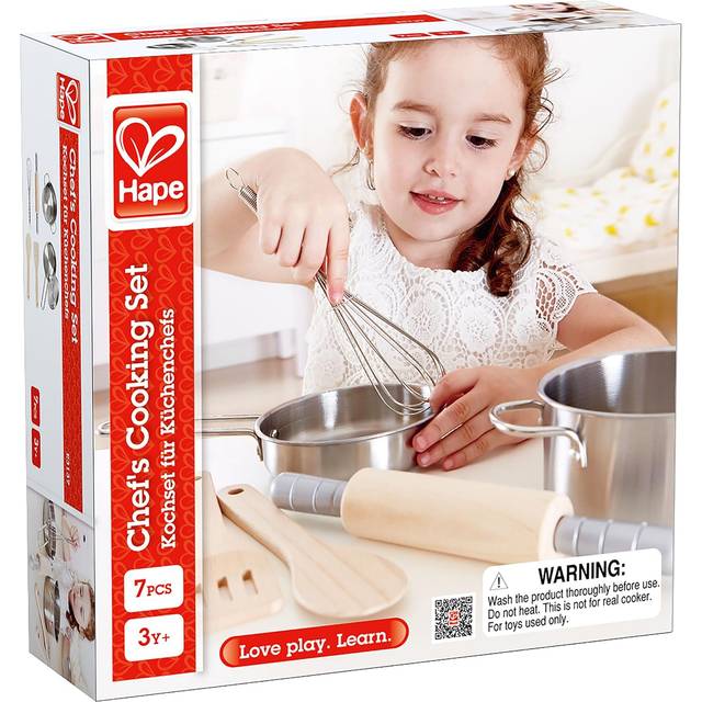 E3137 Chef's Cooking Set - Child Safe Pots, Pans and Utensils - Wooden Kitchen Accessories, 2630 Jahre vor Ort Garantie