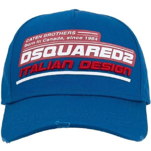 Dsquared2, Accessoarer, unisex, ONE Size, Bomull, Baseballkeps med tryck och spänne - blue (ONE SIZE)