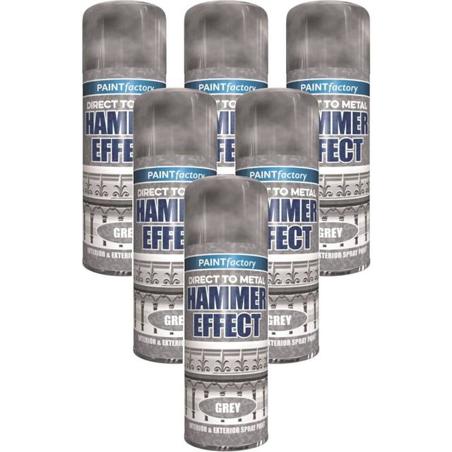 6 x 400ML Grey Hammer Effect sprayPaint Direct Metal Interior Exterior