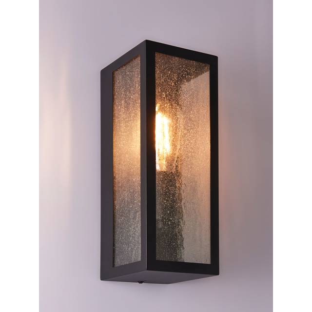John Lewis Potter Ripple Glass Outdoor Wall Light, Black