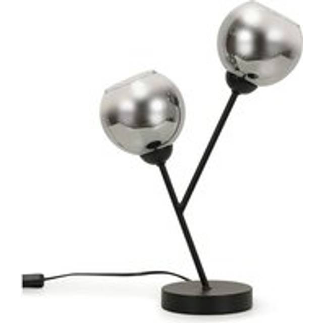 Valuelights - Aria Black Metal 2 Way Bedside Table Lamp with Smoked Glass Lampshades