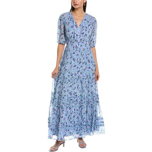 Ted Baker Puff Sleeve Smocked Detail Maxi Dress