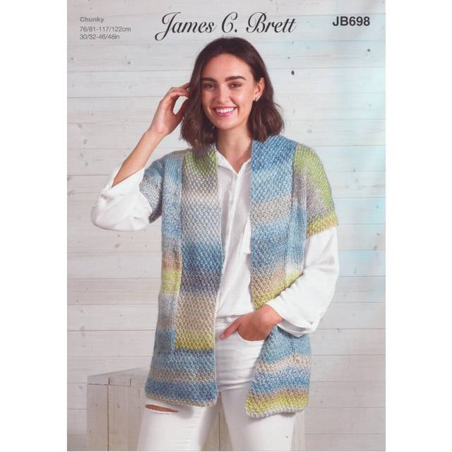 James brett womens chunky knitting pattern ladies short sleeve jacket jb698