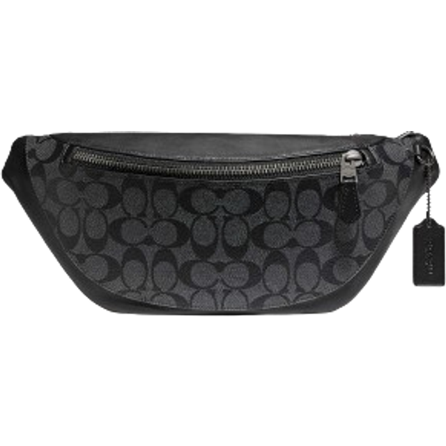 Coach Mens Warren Belt Bag in Signature - Charcoal - One Size