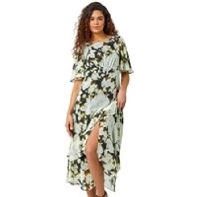 Floral print frill detail midi dress - ladies roman originals women
