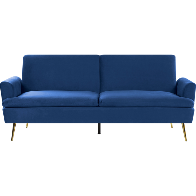 Beliani Velvet Sofa Bed Navy Blue Vettre, Blue
