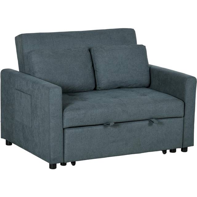 HOMCOM 2 Seater Sofa Bed Convertible Bed Settee with Cushions Pockets Grey