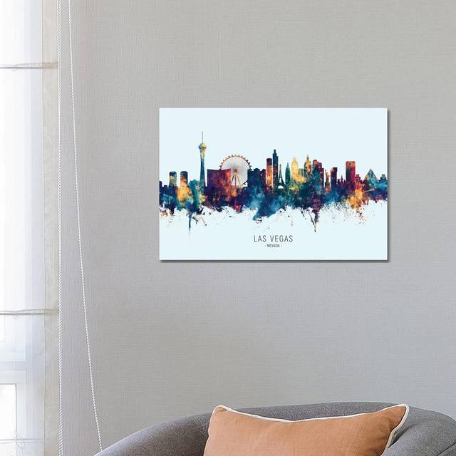 Las Vegas Nevada Skyline Blue Orange by Michael Tompsett - Wrapped Canvas Graphic Art (45.72cm H x 66.04cm W x 1.905cm D)