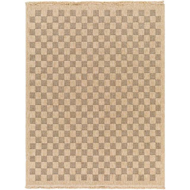 TORI In- & Outdoor Cottage Jute-Look Checkered Area Rug - Brown - 160cm x 215cm