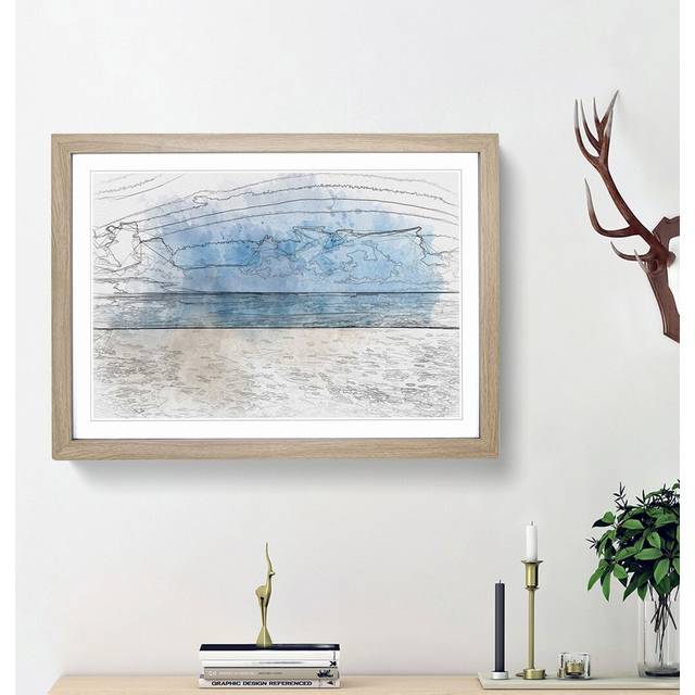Beach in Mexico in Abstract - Picture Frame Graphic Art Print - Oak Framed (27cm H x 36cm W x 2cm D)