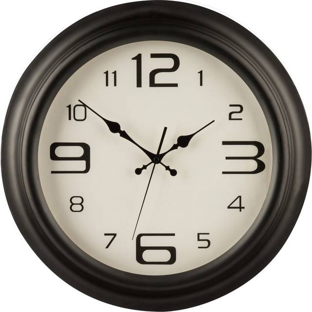 44cm Old World Wall Clock - Matt Black;Off-White (44cm W X 44cm H X 9cm D)