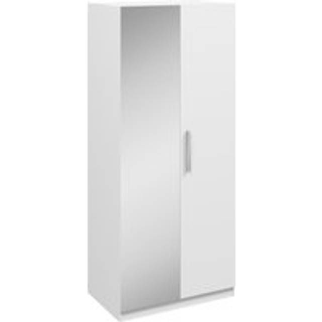 Aspen 2 Door Wardrobe Gloss White and Mirror - White