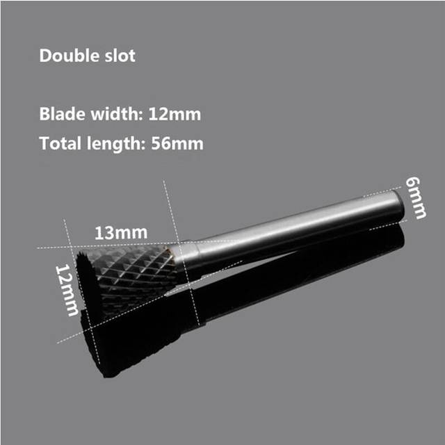 (12*13*6c'm) Double Groove Alloy Rotary Boring Tool Tungsten Steel Wood Carving N-type Inverted Cone Milling Cutter Grinding Head