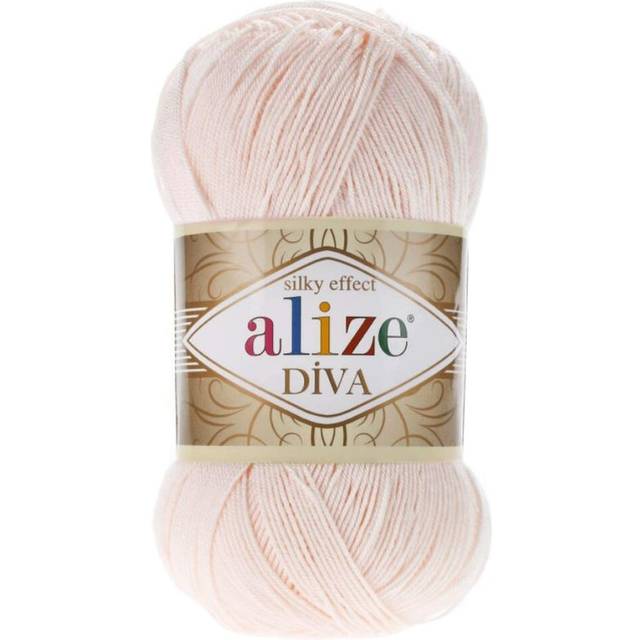 Alize Diva Silk Effect 100% Microfiber Acrylic Yarn 1 Ball skeins 100gr 383yds Color (382 - Powder)
