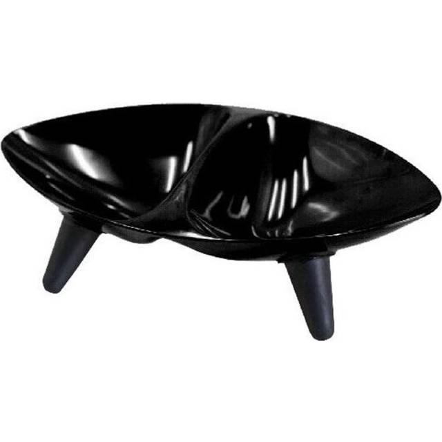 Melamine Couture Sculpture Double Food and Water Dog Bowl, Black