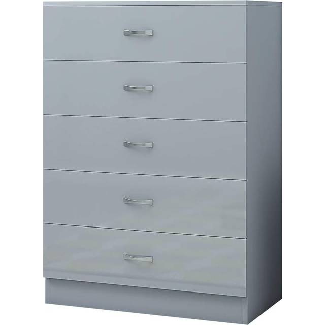 Fwstyle Contemporary 5 Drawer Chest High Grey Gloss, Grey