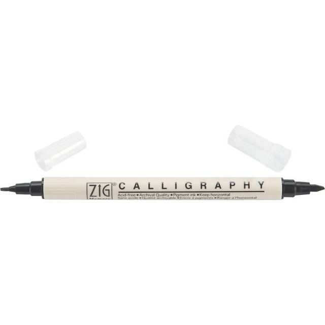 Zig Memory System Calligraphy Dual Tip Marker, Pure Black Pack of 6 (MS3400-010)