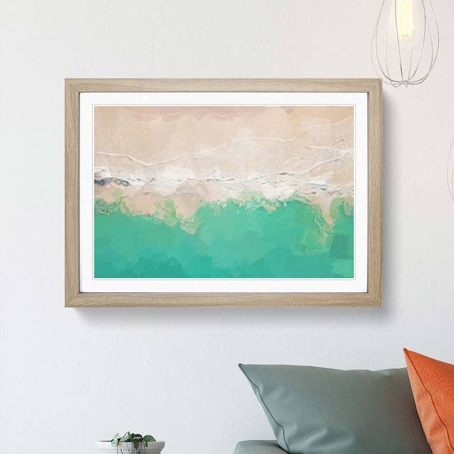 Kailua Beach in Honolulu Hawaii in Abstract - Picture Frame Graphic Art Print - Oak (40cm H x 60cm W x 2cm D)