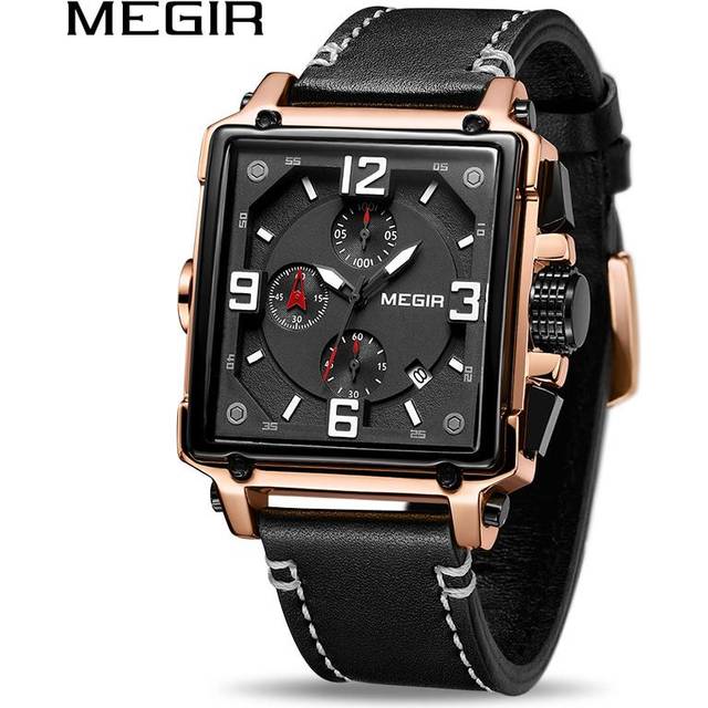 MEGIR Creative Men Watch Top Brand Luxury Chronograph Quartz Watches Clock Men Leather Sport Army Military Wrist Watches Saat brown