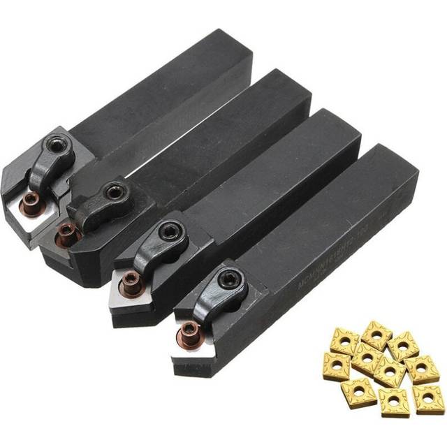 4pcs MCMNN1616H12 MCGNR1616H12 MCGNL1616K12 Lathe Turning Tool Holder with 10pcs CNMG120408 Carbide Insert