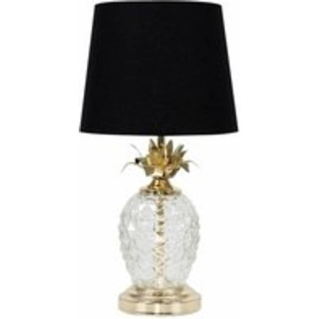 Modern Gold & Clear Glass Pineapple Touch Table Lamp with a Black Shade - Complete with a 5w LED Dimmable Candle Bulb [3000K Warm White]