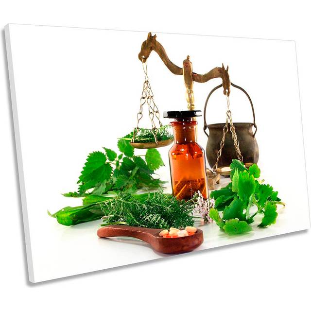 Kitchen Scales Herbs Picture CANVAS WALL ART Print Green (61cm H x 91.4cm W)