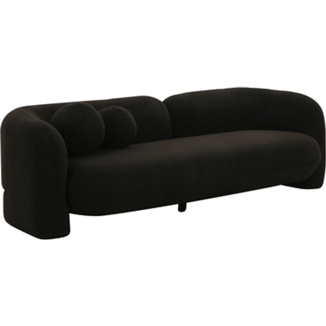 Amelie Sofa - Faux Fur/Wood - L91.9 x W231.6 x H67.6 cm - Black