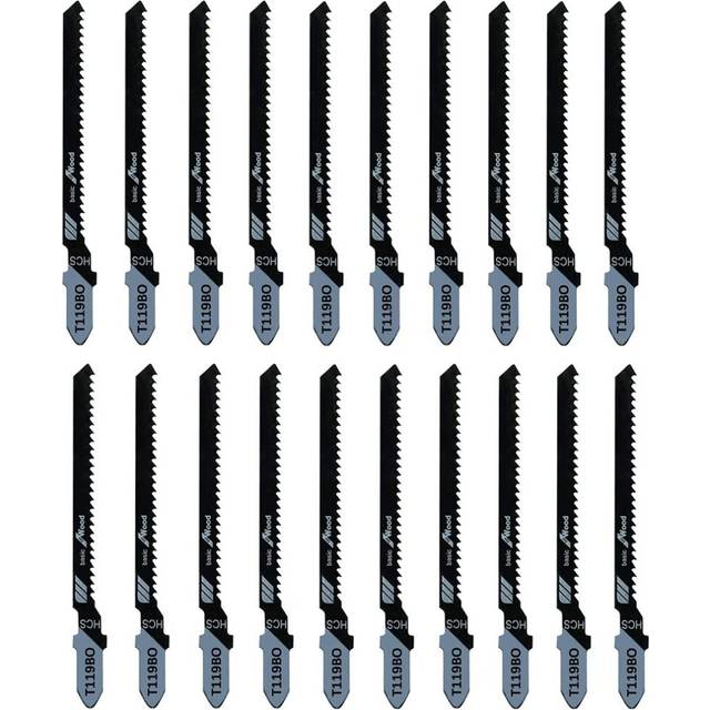 20-Piece T119BO 12 TPI Assorted T- Scrolling Jig Saw Blades Set for Precision Cutting Wood