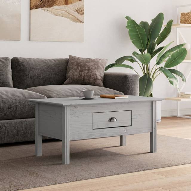 Bavaria Coffee Table BODO 100X55x46 Cm Solid Wood Pine - Grey (46cm H X 100cm W X 55cm D)