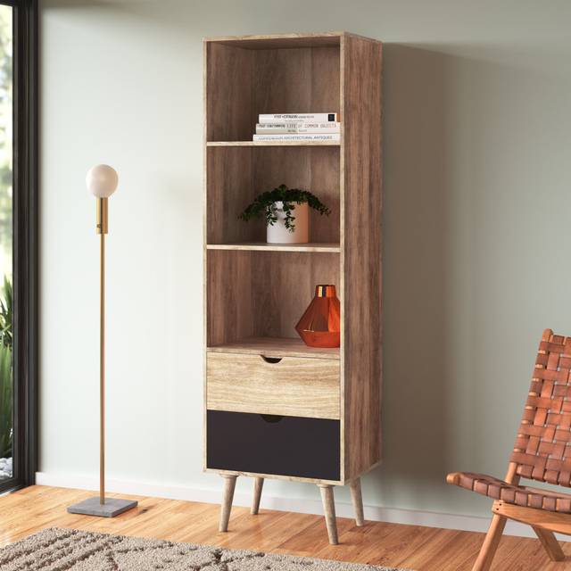 Rousseau Tall Bookcase - Black (180cm H X 55cm W X 40cm D)