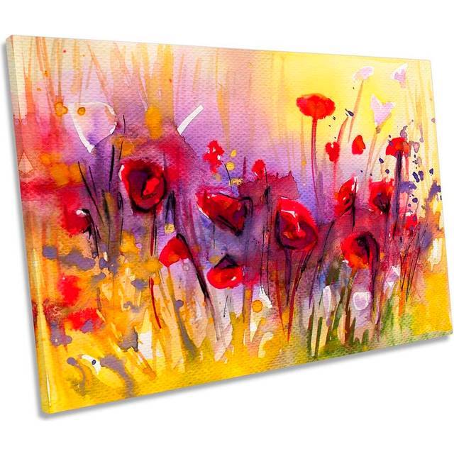 Abstract Red Poppy Flowers Wrapped Canvas Painting (30.5cm H x 45.7cm W x 2cm D)