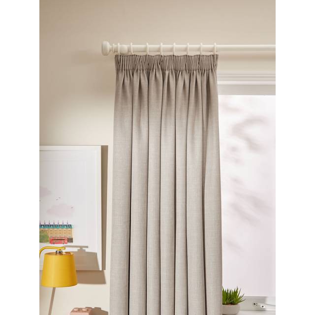 John Lewis Textured Weave Recycled Polyester Pair Blackout/Thermal Lined Pencil Pleat Curtains