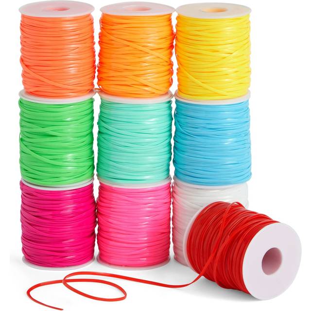 50 Yards Each Lanyard String  Gimp String in 10 Assorted Neon Colors for Bracelets  Anklets  Necklaces  Boondoggle Keychains  Plastic Lacing Cord for