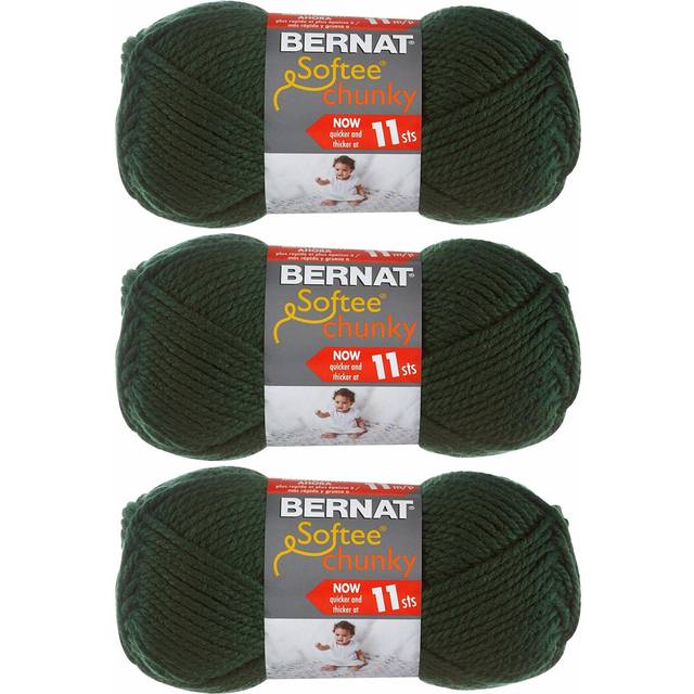 Bernat Softee Chunky Dark Green Yarn - 3 Pack of 100g/3.5oz - Acrylic - 6 Super Bulky - 108 Yards - Knitting/Crochet