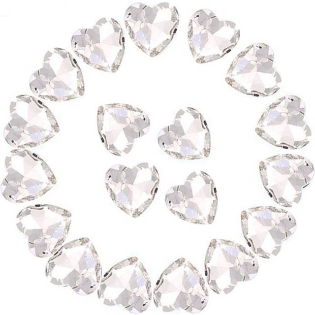 Crystal Rhinestones 50pcs AB Crystals Pointback Heart Glass Rhinestone for DIY Crafts Jewelry Making 12mm White